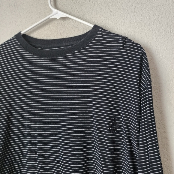 CK JEANS Y2K Streetwear micro strip long sleeve shirt in grey black Normcore M - Picture 5 of 5